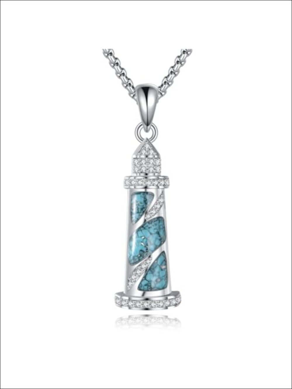 Turquoise Lighthouse Pendant Necklace, Nature Inspired Power Jewelry, Gift for
